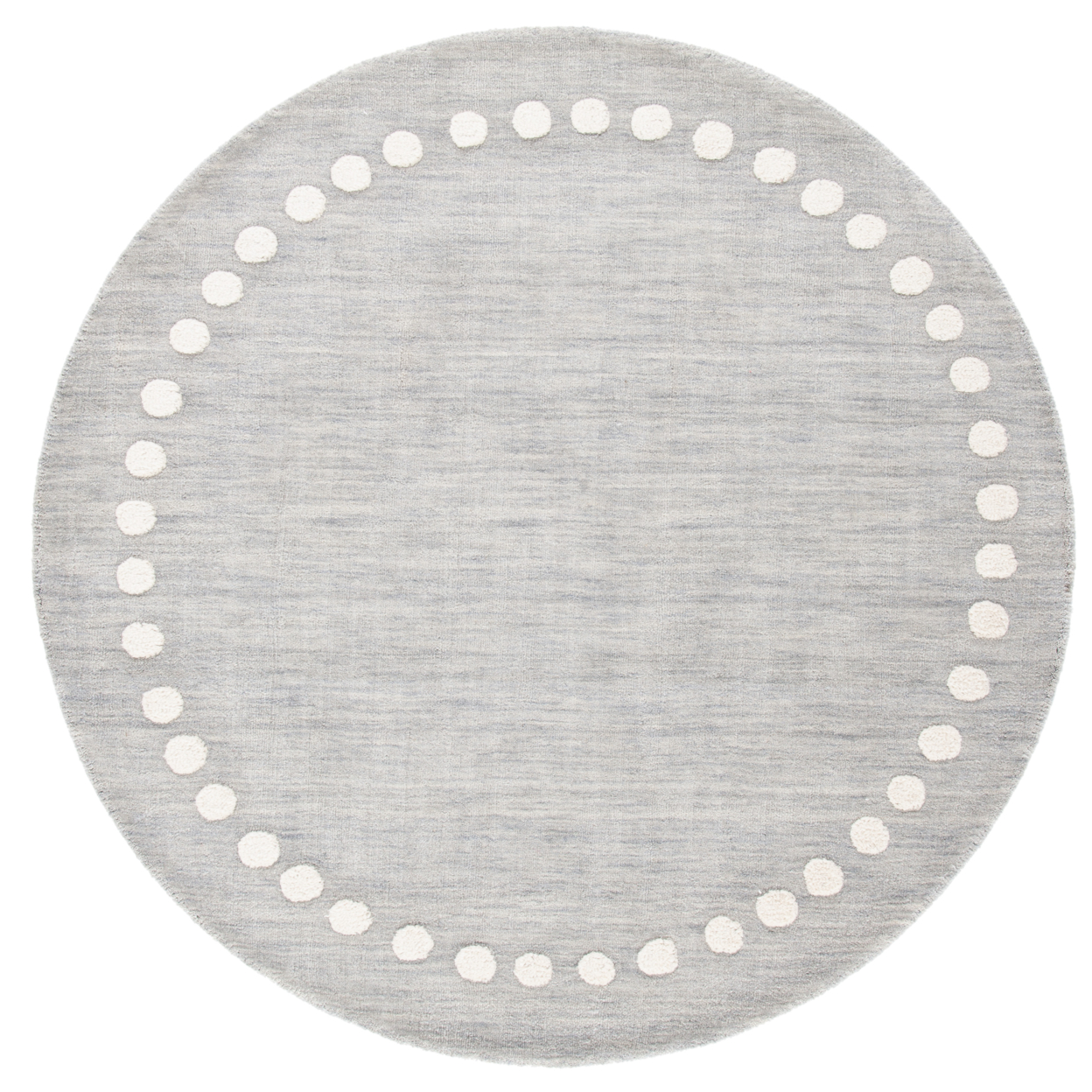 SAFAVIEH Kids Dotted Border Area Rug, Grey, 7' x 7' Round