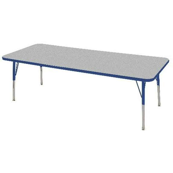 30in x 72in Rectangle Everyday T-Mold Adjustable Activity Table Grey/Blue - Toddler Swivel with Eight 10in Stack Chairs Blue - Swivel Glide