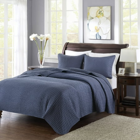 Madison Park 2pc Twin/Twin Extra Long Mitchell Reversible Coverlet Set Navy