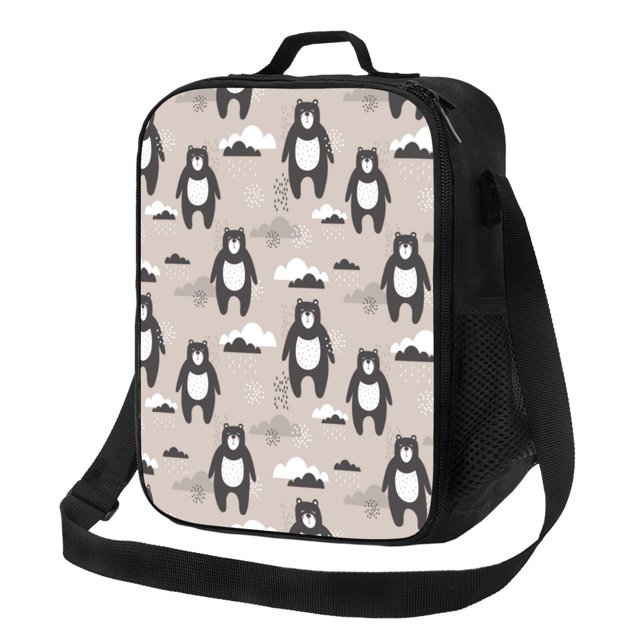 Fotbe Boîte à Lunch Ours Dessin Animé Marron Sac à Lunch pour Hommes Femmes Grande Capacité Boîte à Lunch Réutilisable Sacs à Lunch Isolés Boîte à Lunch Glacière
