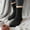 Black, variant on 1 Pair Solid Color Fuzzy Coral Fleece Crew Socks, Thick Thermal Plush Hosiery, Warm Cozy Socks for Men Women Winter Bedroom Sleeping Lounge Wear Khaki