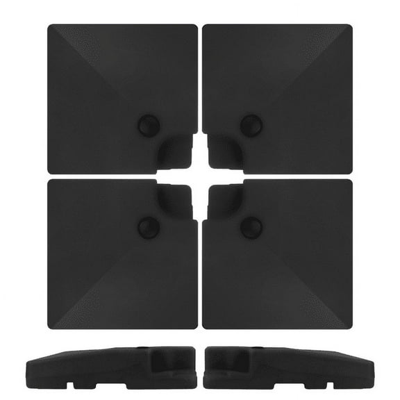 Sturdy Build HDPE Umbrella Base, 4-Piece Black Set, 356 LBS Capacity, Easy-Fill Spouts, Umbrella Stand Base for Beach, Garden, Outdoor
