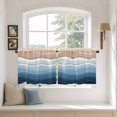 thumbnail image 3 of Navy Blue Ombre Stripe Tier Curtains, Abstract Summer Beach Coastal Light Filtering Kitchen Curtains, 2Pcs Rod Pocket Half Window Treatments Panels for Sink Cafe Cabinet Camper 27.5x24 Inches, 3 of 9