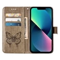 thumbnail image 3 of SaniMore Case for iPhone 15 Pro (6.1" 2023), PU Leather Skin with Luxury Embossed Butterfly [Wrist Strap & Card Slots & Flip Kickstand] Full-body Shockproof Business Wallet Cover, Gray, 3 of 7