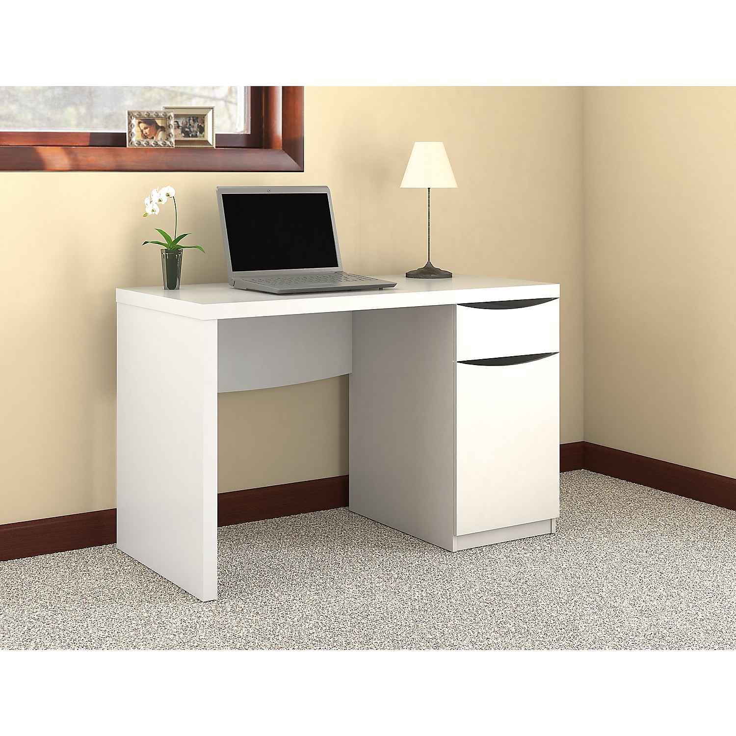 Bush Furniture Montrese Computer Desk in Pure White - image 2 of 6