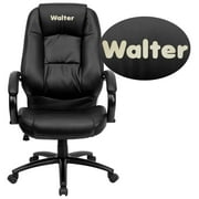Flash Furniture Personalized High Back Black Leather Executive Swivel Chair with Arms