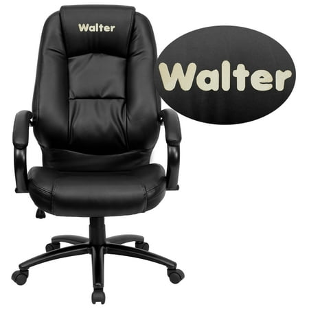 Flash Furniture Personalized High Back Black Leather Executive Swivel Chair with Arms