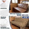 thumbnail image 3 of CHAQLIN Leopard Print RV Couch Covers Stretch Elastic Bottom Strap On, 2 Piece Split Structure Cover, Compatible with Camper, Motorhome Furniture Protector, 3 of 6