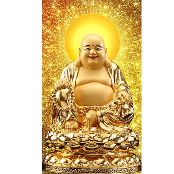 5D diamante pintura Buda luz brilla completo redondo taladro DIY arte manualidades mosaico FLhrweasw Nuevo