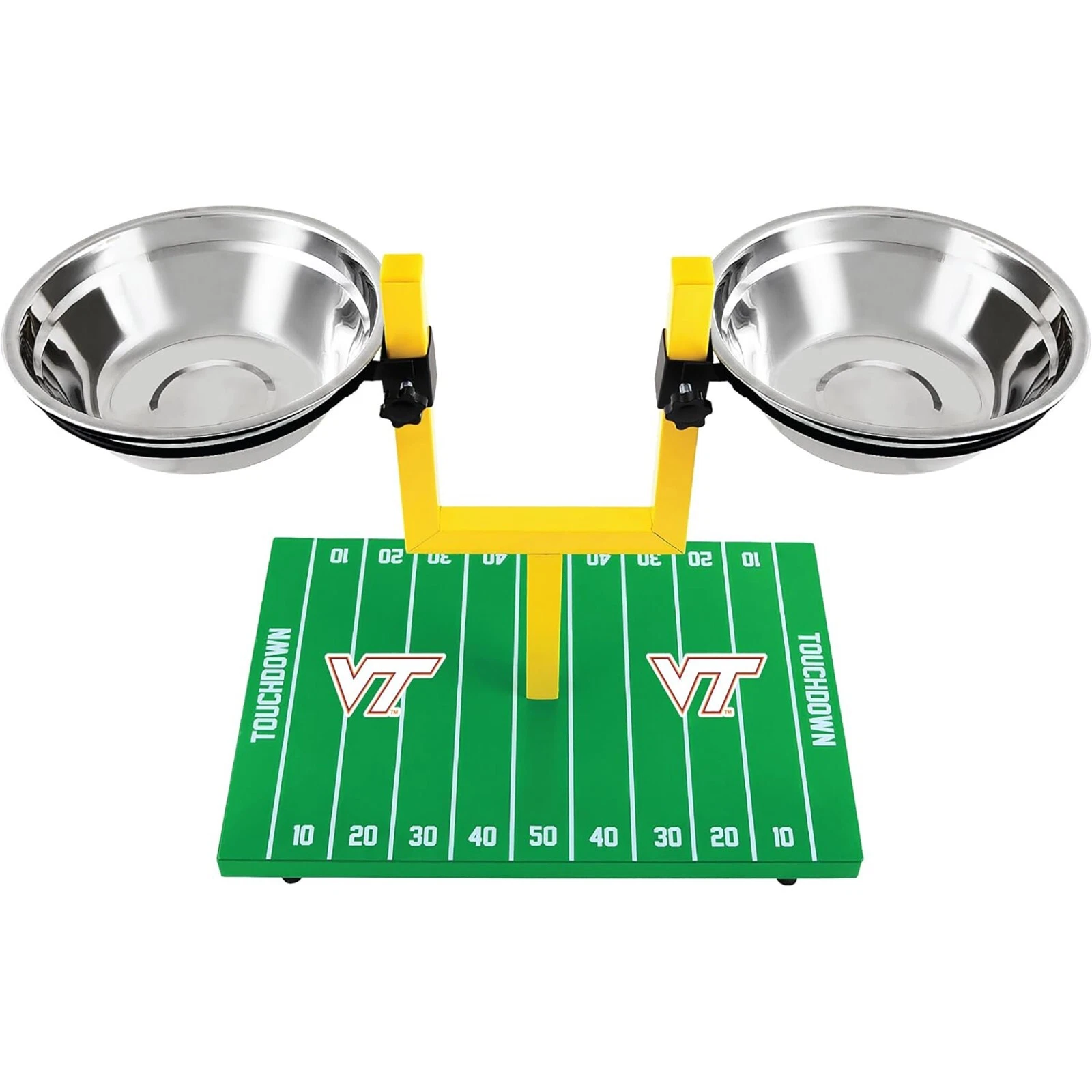 Pets First NCAA Football Goalpost Elevated Dog Feeder Stainless Steel Bowl