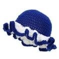 thumbnail image 2 of Delayuji Womens Bucket Hat Handmade Crochet Ruffled Knit Hat Fashiona Colorful Wide Brim Hat Sun Hat Hiking Take Photos Dark Blue One Size, 2 of 4