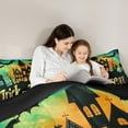 thumbnail image 4 of Manfei Trick Or Treat Bedding Twin Size,Halloween Theme Comforter Sets with Sheets,Spooky Castle Bedding Sets Twin Size For Boys,Breathable Room Decor Reversible,7pcs, 4 of 7
