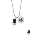 thumbnail image 2 of Delight Jewelry Resin Snowman Head with Top Hat Silvertone Script Initial Disc - U - Charm Necklace, 20"+3", 2 of 4