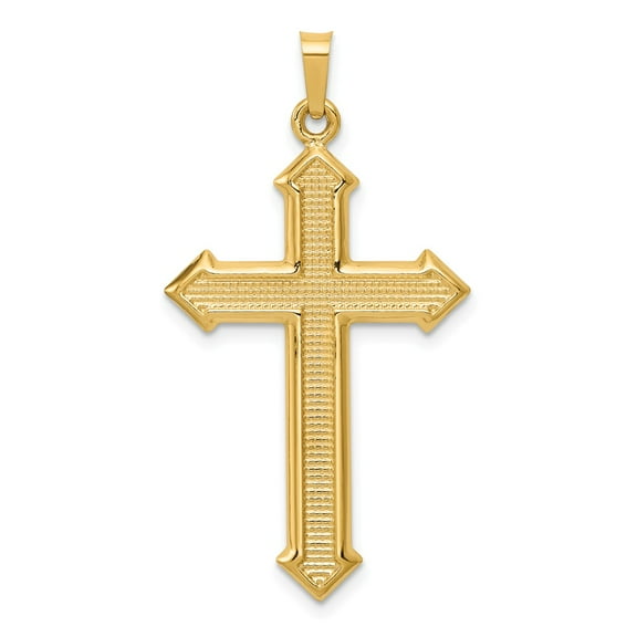 14K Yellow Gold Classic  Textured Passion Cross Pendant