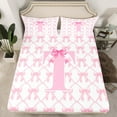 thumbnail image 2 of jejeloiu Ribbon Bowtie Bow Full Size Sheets,Chic Pink Bowknot Bed Sheets,First Letter T Sheet Sets For Girls,Super Cozy Room Decor,4 Pieces, 2 of 7