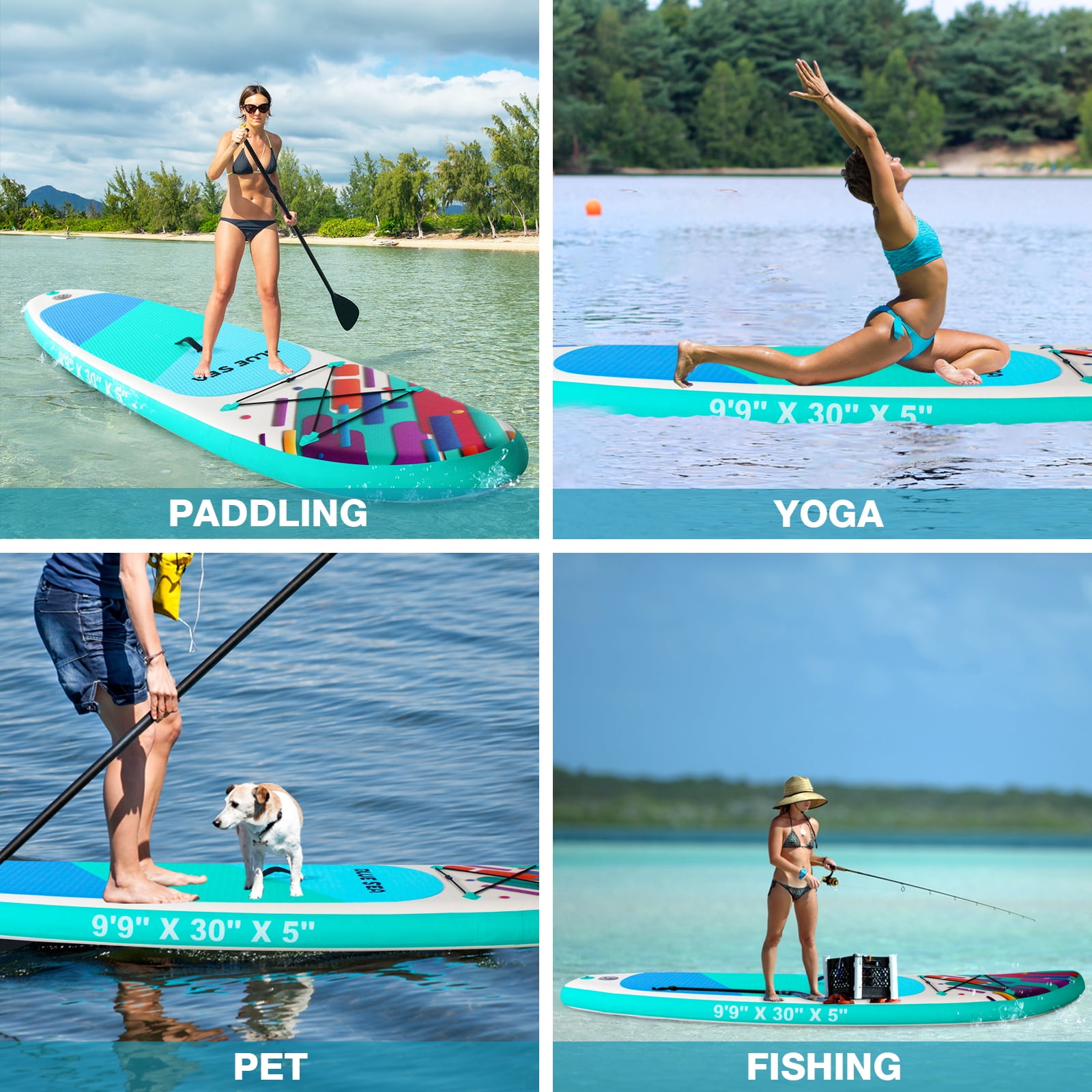 HHSJZWCY Premium PVC Inflatable Stand up Paddle Board for Adults, 9'9'' Lightweight & Portable SUP with Paddle, Pump, Backpack