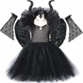 thumbnail image 2 of Disfraz de bruja maléfica de Halloween para niñas, vestido de princesa con tutú de reina malvada gótica negra para niñas, ropa de fiesta elegante, 2 of 5