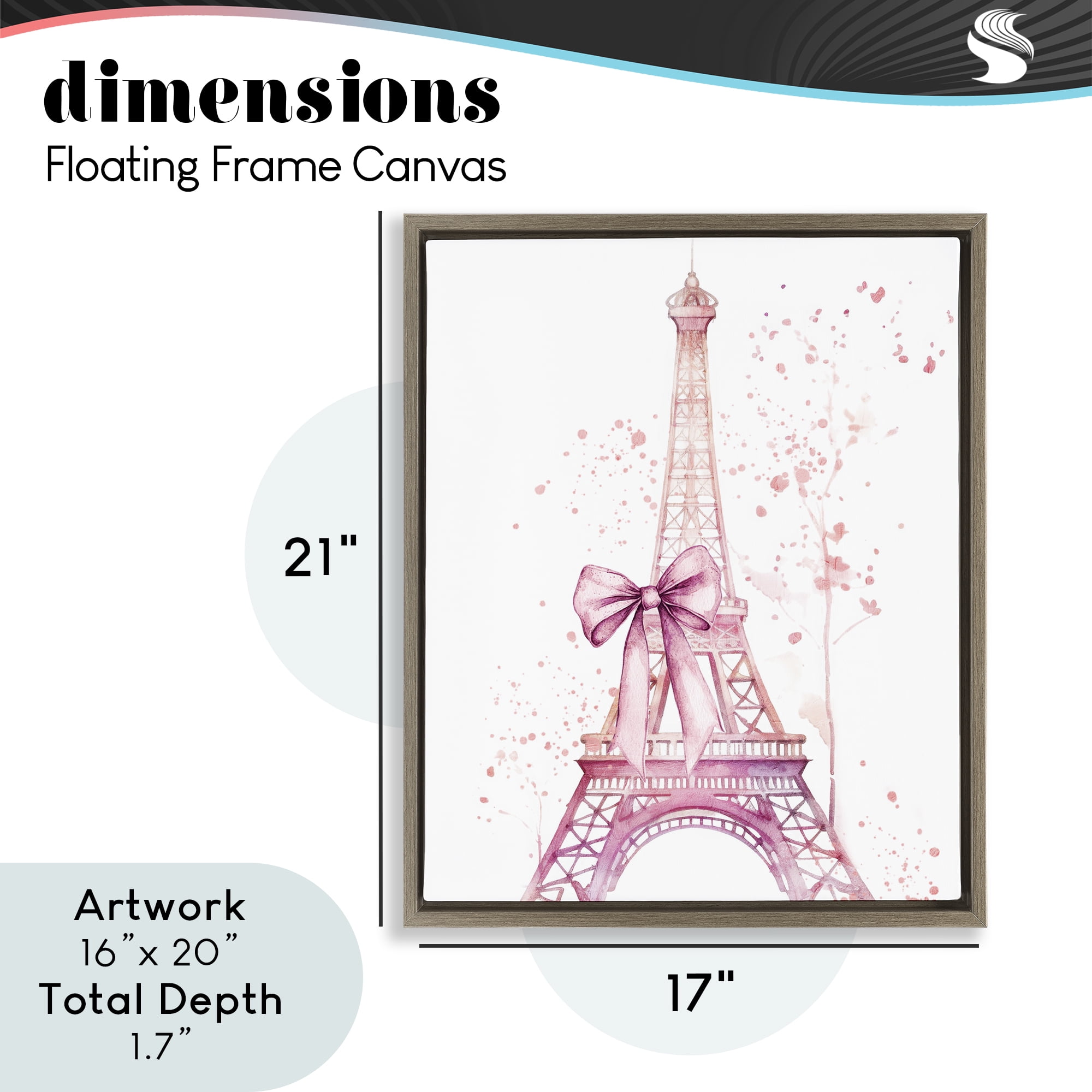 Bow Bedecked Paris Tower Brown Framed Floater Canvas Wall Art, design by Kim Allen