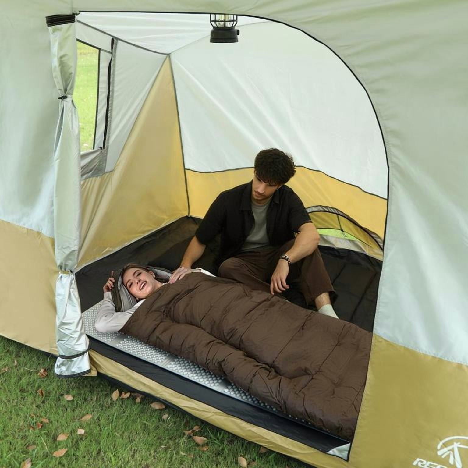 REDCAMP Camping Side Tent for Pop-Up Canopy, Easy-Setup Water-Resistant Tent Attachment for 10' Wide Canopy, Fits 2 Persons, Khaki (Frame Not Included)