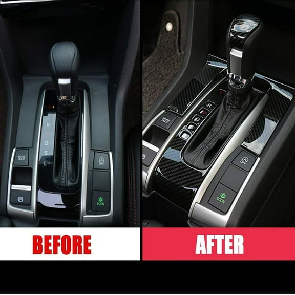 Carbon Fiber Texture Gear Shift Box Panel Cover For Honda Civic 10th Gen 2016-21