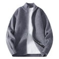 thumbnail image 2 of gbyLJF Men's Knitted Cardigan Solid Color Zipper Round Neck Sweater Jackets Casual Soft Comfy Long Sleeve Outwear for Men, 2 of 9