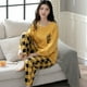 thumbnail image 3 of Pijamas de mujer de primavera y otoño de algodón de manga larga pantalones largos de otoño e invierno de algodón para uso exterior ropa informal para el hogar, 3 of 6