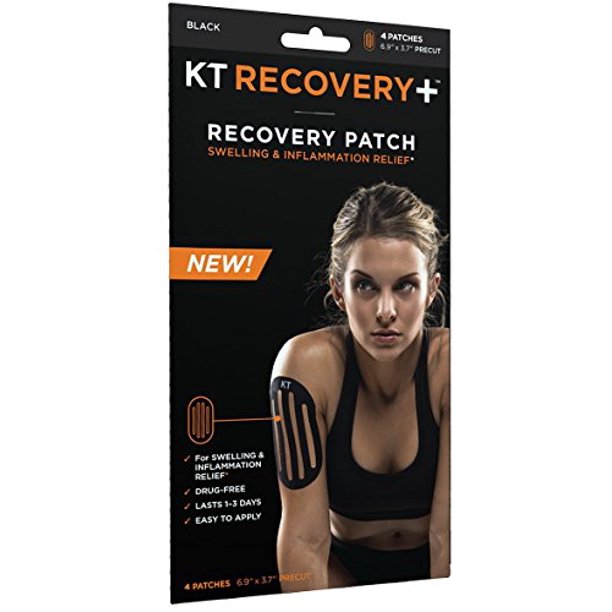 KT TAPE Recovery DrugFree Elastic Edema Patches (4 Patches), Black