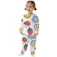 thumbnail image 2 of Girls Outfit Sets Pajama 2 Piece Cute Print Sleep Long Sleeve Top Pants Girls Summer Clothes,White,Size 7 -8 Years, 2 of 3