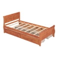 thumbnail image 6 of Twin Size Wood Platform Bed with 4 Drawers and Streamlined Headboard & Footboard, Oak, 6 of 9