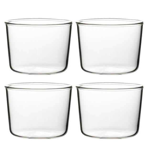 4 vasos de vidrio reutilizables de 200 ml para cupcakes, postres y bebidas.