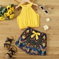thumbnail image 1 of PatPat Kid Girls 2 Pieces Outfits Set Halter Tank Top Bowknot Tropical Shorts Sizes 5-12, 1 of 6