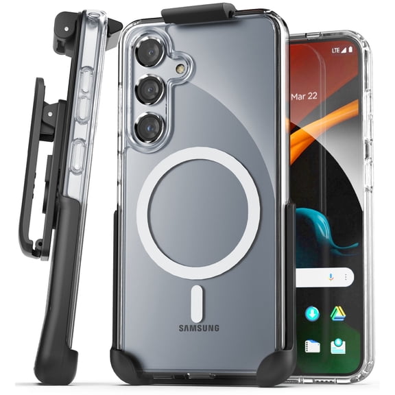 Encased Belt Case Designed for Samsung Galaxy S24 Plus with Phone Holster Clip (2024) Magnetic Cover Compatible with MagSafe (Clear)