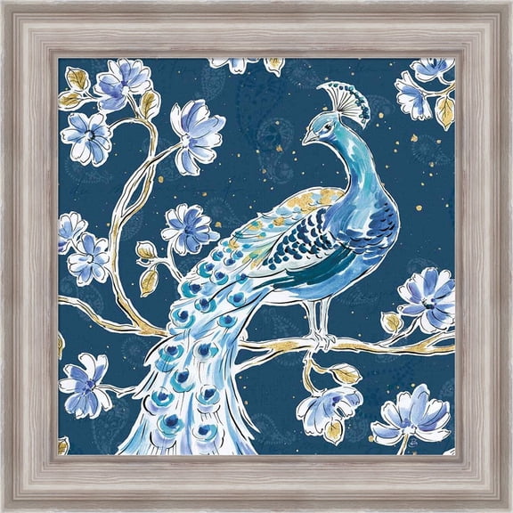 Great Art Now Peacock Allegory IV Blue v2 by Daphne Brissonnet, Framed Wall Art, 20W x 20H