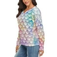 thumbnail image 2 of Beautiful Colorful Mermaid Scales V-neck Sweater Winter Clothes Long Sleeve Knitwear Sweater Women's Pullover, 2 of 5
