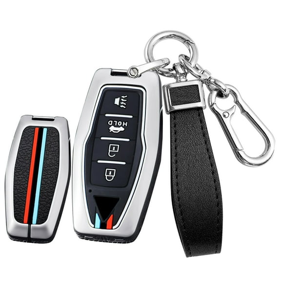 Newest Luminous 4 Button Key Fob Cover Compatible with Mitsubishi Outlander 2023 2022 2021 Keyless Silicone & Metal Key Case with Keychain