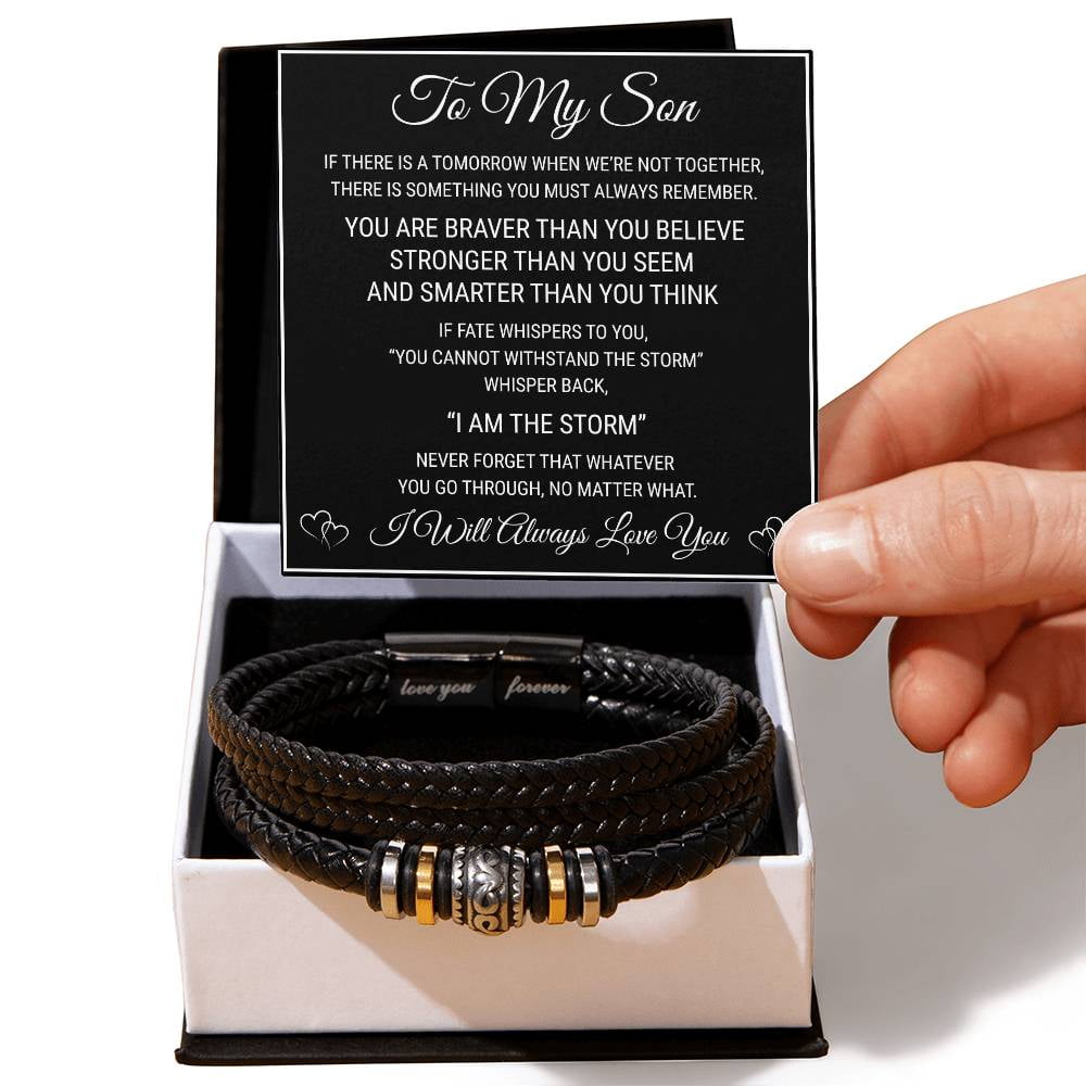 To My Son - Love You Forever Bracelet, Jewelry for Men with Heartfelt Message Card for Birthday, Graduation, or Christmas, Sentimental Gift from Mom or Dad