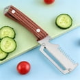 thumbnail image 4 of 3 in 1 Multifunctional Vegetable Peeler with Wooden Handle and Bottle Opener Kitchen Tool for Slicing Shredding 7.3 inches, 4 of 5