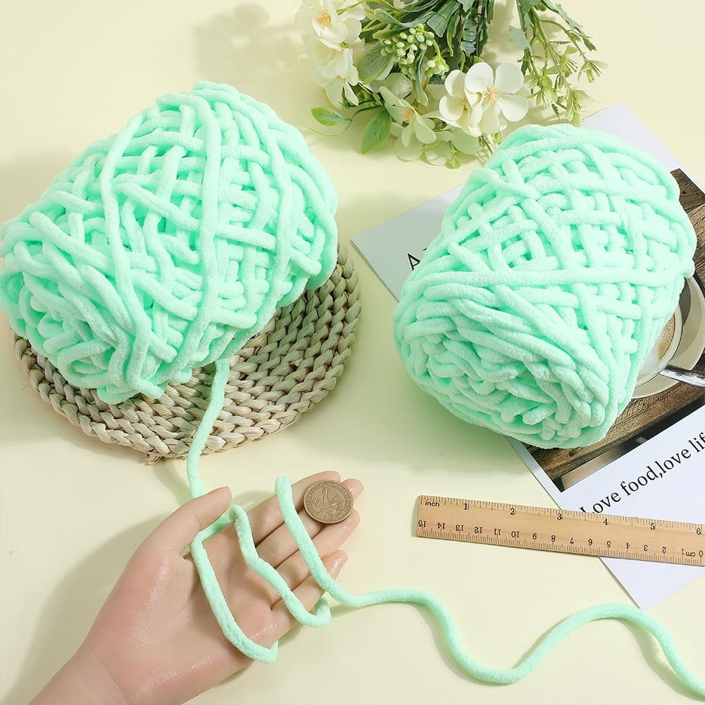 4 rolls Soft Crocheting Yarn Thick Knitting Yarn for Scarf bag Cushion Making Aquamarine 0.28~0.31 inch(7~8mm) 49.21 Yards(45m)/Roll