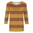 thumbnail image 5 of Scyoekwg Womens 3/4 Sleeve Tunic Shirts Round Neck Three-Quarter Sleeve Tshirt Tops for Women Trendy Tshirt Loose Striped Dressy Casual Blouse Lightweight Blouses (Yellow,M), 5 of 5