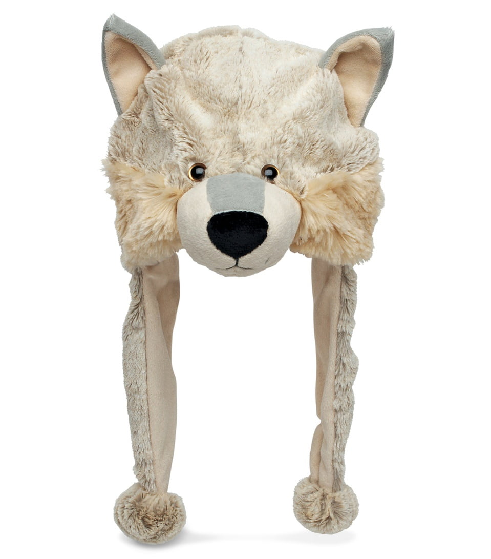 WOLF PLUSH HAT WITH ARMS AND PAWS wolves winter novelty adult kids headwear new 