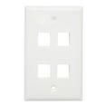 thumbnail image 1 of axGear 4 Port Keystone Wall Plate Single Gang Standard Size RJ45 Jack Modular Insert Cat5e Cat6 Ethernet Port White, 1 of 2