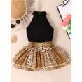 thumbnail image 4 of Bagilaanoe 2Pcs Little Girls Skirt Set Heart Pattern Sleeveless Rib Tank Tops + Ruffles Leopard Skirts 3T 4T 5T 6T 7T Kids Casual Outfits, 4 of 9