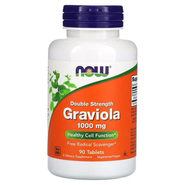 NOW FOODS GRAVIOLA DOBLE CONCENTRACION 1000 MG 90 TABLETAS