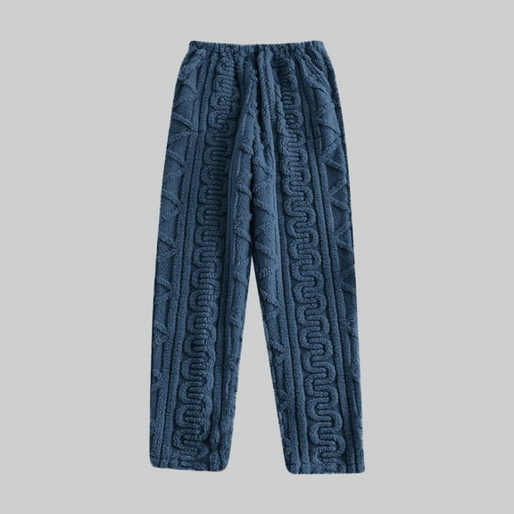 Fleece Pajama Pants for Men with Pockets Elastic Waist Sherpa Trousers Mens Casual Solid Color Thermal Warm Straight Leg Loungewear Pajamas Pant