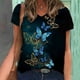 thumbnail image 1 of ICHUANYI Clearance Fashion Women's Summer V-Neck Short Sleeve Print Casual T-shirt Blouse(Black, XXL) ICHUANYI WER2023080700310, 1 of 5