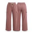 thumbnail image 6 of VBVC Women's Corduroy Drawstring Sweatpants , Baggy Ribbed Lounge Trousers For Women , Ladies' Wide Leg Casual Pants with Pockets, Pink , S-3XL, 6 of 9