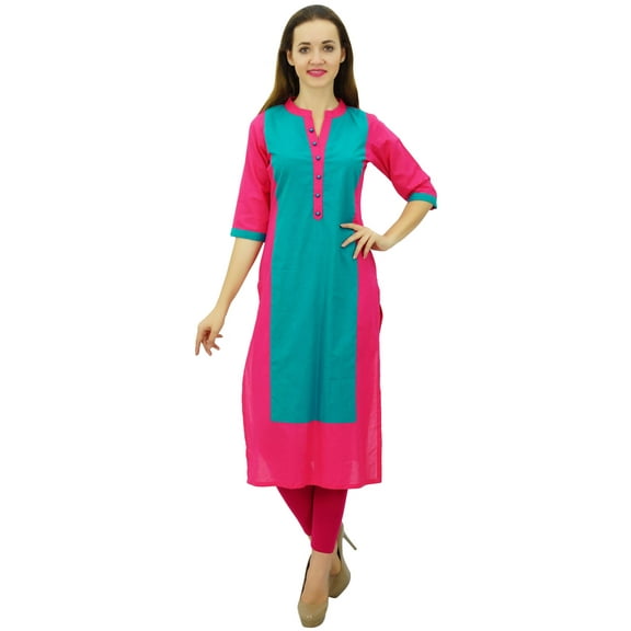 Phagun Women's Cotton Indian Kurti Tunic Ethnic Casual Straight Pannel Kurta-4