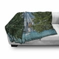 thumbnail image 3 of Detroit Soft Flannel Fleece Blanket, Detroit Sightseeing on a Summer Afternoon Modern Architecture River and Boat, Cozy Plush for Indoor and Outdoor Use, 50" x 70", Green Blue Aqua, by Ambesonne, 3 of 6