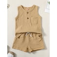 thumbnail image 3 of vera natura Baby Boys Shorts Set, Sleeveless Tank Top with Elastic Waist Shorts Summer Outfit, 3 of 9