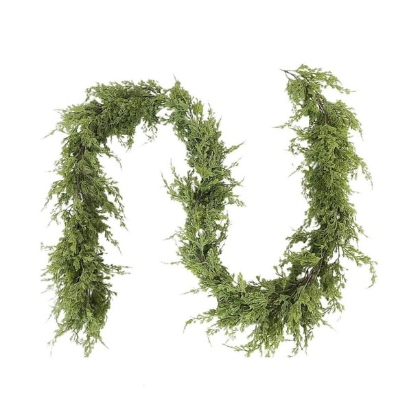 Guirnalda navideña artificial, decoración de ratán de plástico verde con hojas ajustables, decoración festiva para puertas, escaleras y repisas, 180 cm